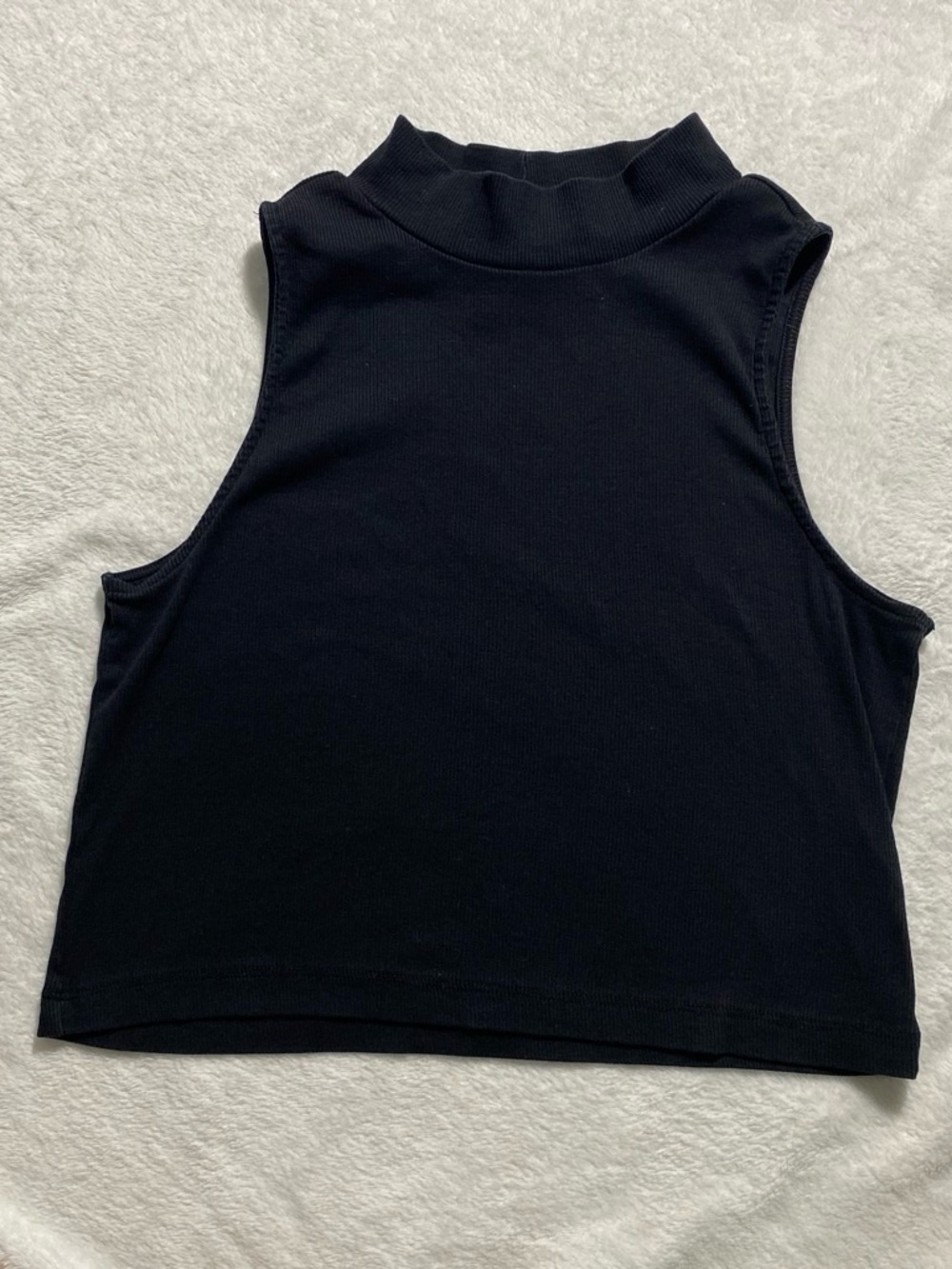 H&M Black Sleeveless Mock Neck Crop Top